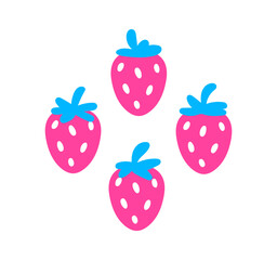 Strawberry illustration. Strawberry icon set.