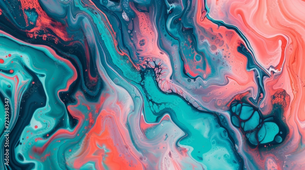Poster an intricate and mesmerizing aqua abstract art piece, its vibrant strokes and vivid colors draw you 