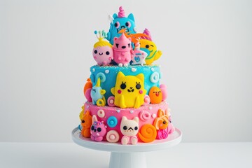 Two tier bright and colorful kid’s cake