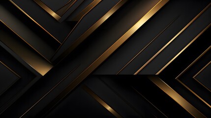 Luxury abstract black metal background with golden light lines. Dark 3d geometric texture illustration. Bright grid pattern.