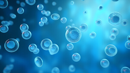 Human cells in a blue background.