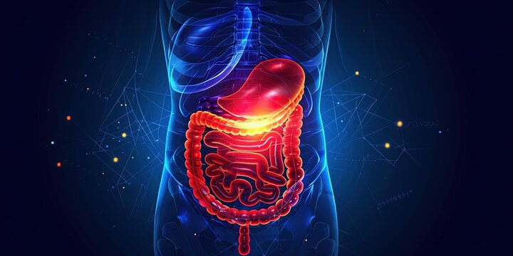 Human anatomy, organs, lungs, gastrointestinal tract, excretory organs, kidneys, medicine, background.