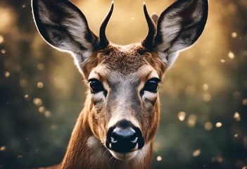 Poster Im Rahmen A head of a Roe Deer Stylized portrait with bokeh lights © FrameFinesse