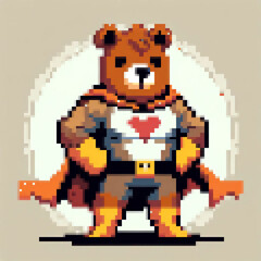 Fototapeta premium Pixel art vector illustration of a Super Bear