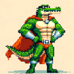 Pixel art vector illustration of a Super Crocodile