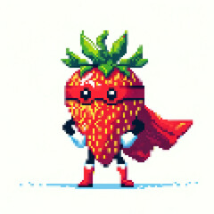 Obraz premium Pixel art illustration of a Super Strawberry - Super Fruits series