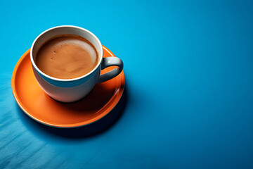 ceramic cup with black coffee on a bright table