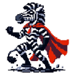 Pixel art illustration of a Super Zebra - Super Animal series