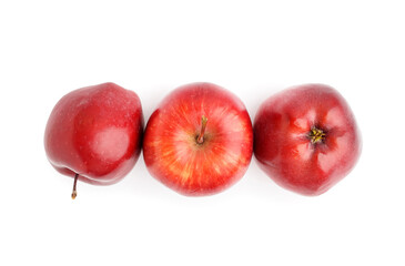 Fresh red apples on white background