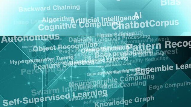 Artificial intelligence letterings background worry of mistrust and ethical concerns in future of technology unsupervised learning, algorithmic bias, and cognitive computing