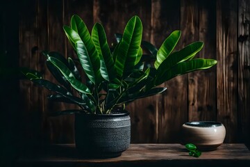 plant in a pot on the wall
