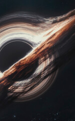 3D illustration of Black hole. High quality digital space art in 5K vertical/portrait format- realistic visualization © Vadimsadovski
