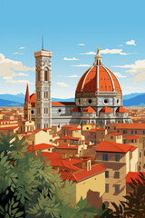 Fototapeta na wymiar Florence, 3D flat illustration 