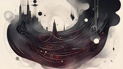 Healing therapy, etc. Universe, cosmos. Mystical surrealism conceptual abstract fantasy art, state of mind, astrological horoscope. Suitable for content illustration like religion, meditation, science