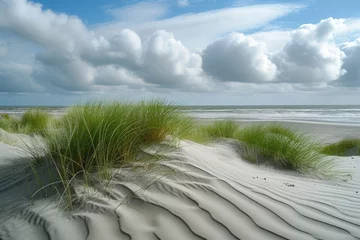 Tableaux ronds sur plexiglas Anti-reflet Mer du Nord, Pays-Bas Sand dunes at North sea beach