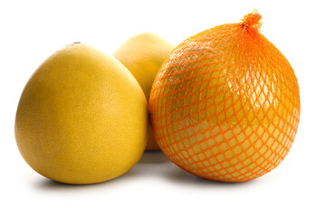 Fresh pomelo fruits on white background