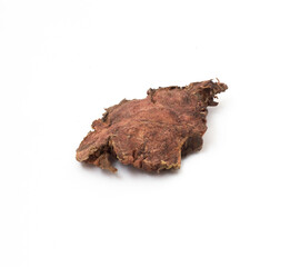 finely chopped dried Rhodiola rosea root close-up on a white isolated background
