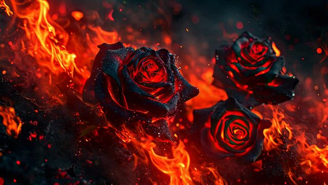 roses burning in fire footage 