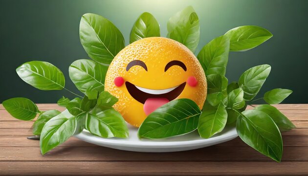 healthy food and smile emoji