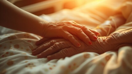 hand holding. take care of elders concept picture. 