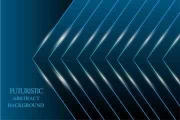 Modern dark blue abstract background. Blue geometric lines with glowing arrows. Technology futuristic design. Suit for cover, header, poster, banner, web