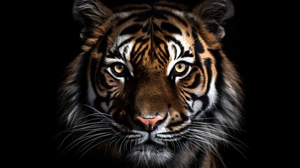 Portrait of a Tiger with a black background
