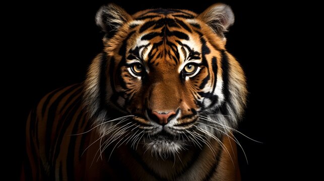 Portrait of a Tiger with a black background
