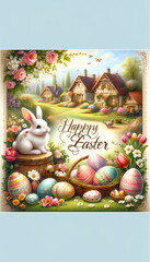 Obraz na płótnie Canvas Happy Easter postcard inspiration, Easter marketing concept