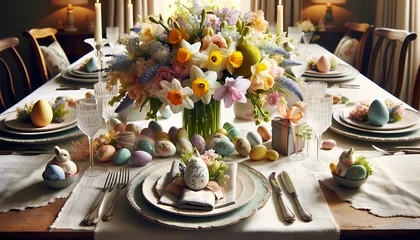 Foto op Plexiglas Easter home decoration inspiration, Easter flowers bouquet, deco, interior design © Justyna