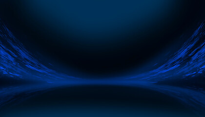 Abstract blue neon futuristic empty stage.
