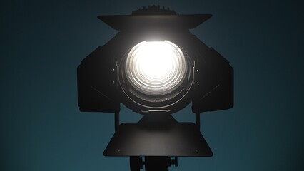 Studio light with fresnel lens and barndoors. Close-up, shallow dof.