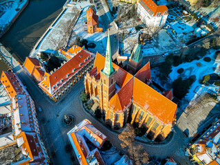 Aerial view of Wroclaw in winter, Poland