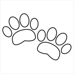 Obraz premium Footprint pet. Paw prints. Dog or cat vector, icon. Stock foot print of cute puppy isolated on white background. Black silhouette paw. . Walks for design. Animal track. Trace foot dog, cat. Vector