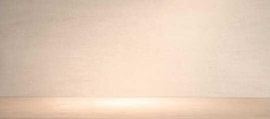 Empty Wooden Table Against a Smooth, Neutral Background With Soft Lighting