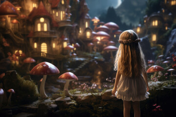 Fototapeta premium Step into an enchanting world of whimsy, where fairytales come to life with ethereal landscapes and dreamlike visuals. Generative Ai.