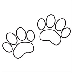 Obraz premium Footprint pet. Paw prints. Dog or cat vector, icon. Stock foot print of cute puppy isolated on white background. Black silhouette paw. . Walks for design. Animal track. Trace foot dog, cat. Vector