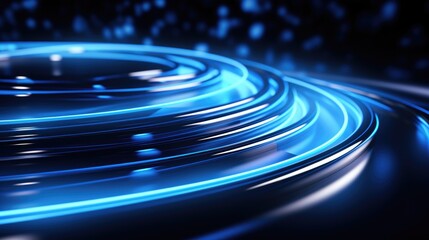 Fototapeta premium a long blue wavy line on a black background, in the style of glowing lights