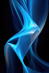 a long blue wavy line on a black background, in the style of glowing lights