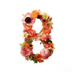 ai generated number 8 made of flowers for the international women's day