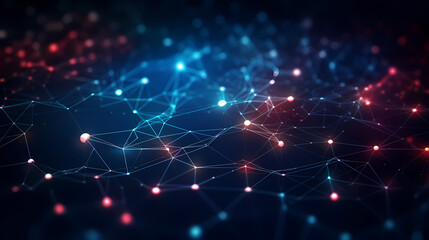 Fototapeta premium Futuristic technology background of digital glowing waves and network system