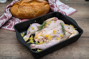 freshly baked homemade bread and chicken marinated with rosemary 3