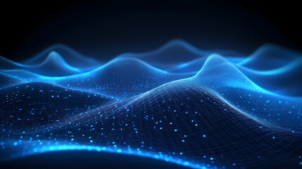 Futuristic technology background of digital glowing waves and network system