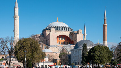 External details of Hagia Sophia in a winter day as seen on 29 January  2024 in Istanbul, Turkey....