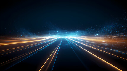 Futuristic technology background of digital glowing waves and network system