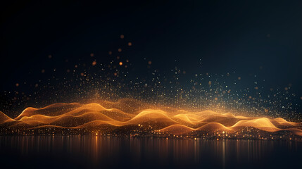 Futuristic technology background of digital glowing waves and network system