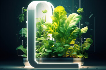 hi-tech  future agricultural, controlling environment with computer.