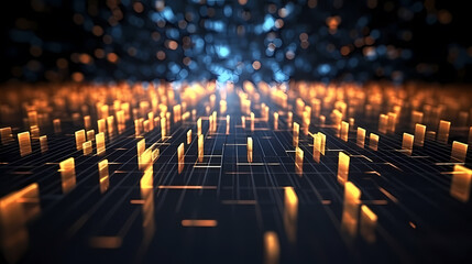 Obraz premium Futuristic technology background of digital glowing waves and network system