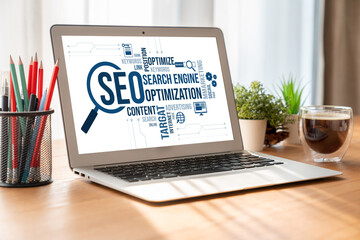 SEO search engine optimization for modish e-commerce and online retail business showing on computer screen