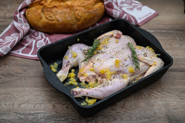 freshly baked homemade bread and chicken marinated with rosemary 1