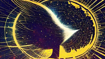 Universe, cosmos, mystical surrealism conceptual abstract fantasy art, state of mind, astrological horoscope. Suitable for content illustration like religion, meditation, science, healing therapy, etc